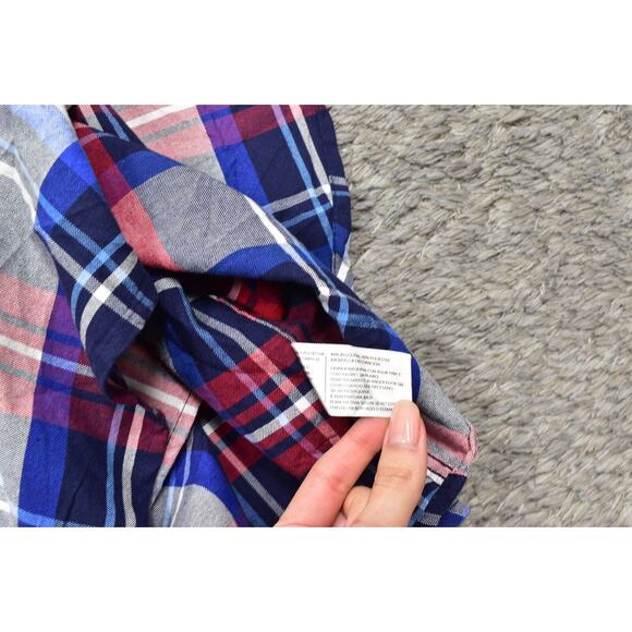 U.S. Polo Assn. Men's 2XLT Red/Blue Plaid Cotton Button Shirt Long Sleeve - Picture 4 of 7